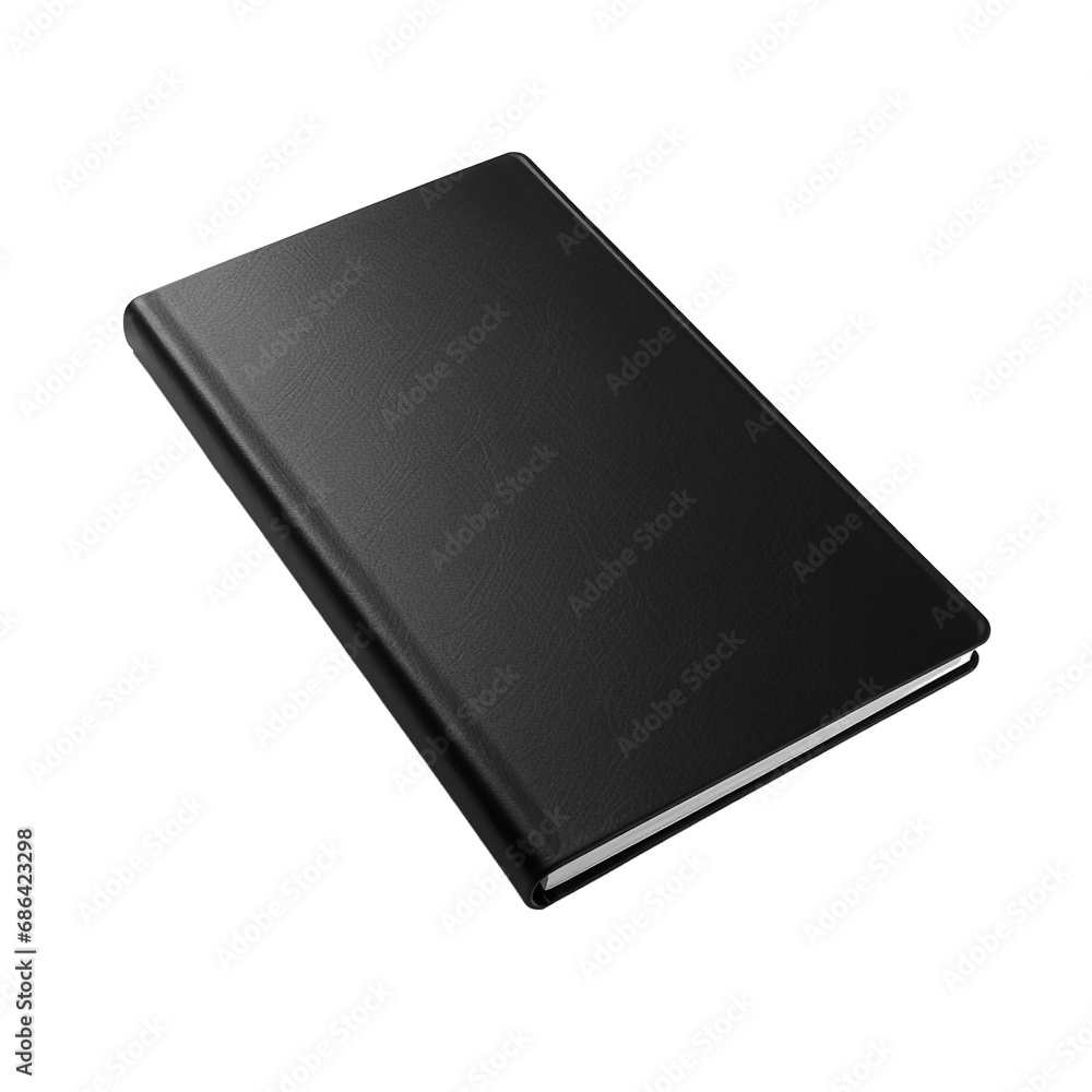 Black leather notebook isolated on transparent background Black leather notebook isolated on transparent background