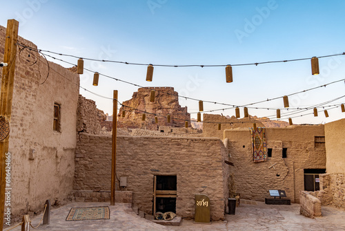 Old Town in AlUla, Saudi Arabia at evening.