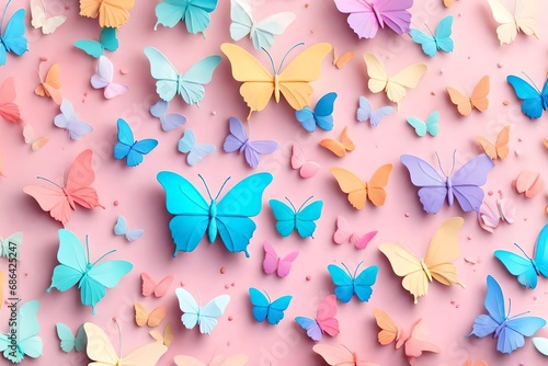 butterflies on wooden background