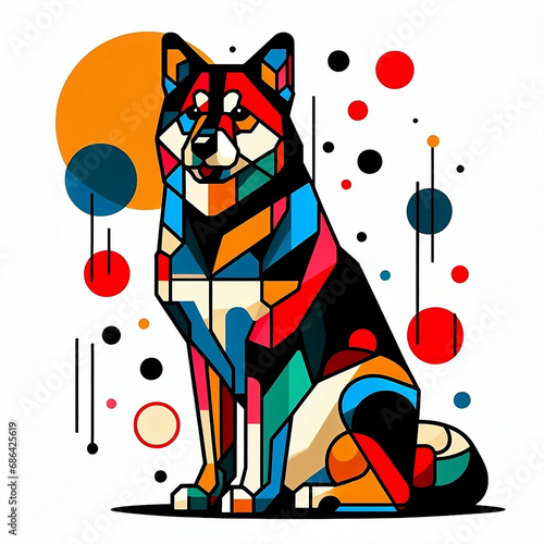 Playful Modernity  Abstract Geometric Dog Illustration Perfect for Pet-Themed Graphic Design and Modern Art Concepts