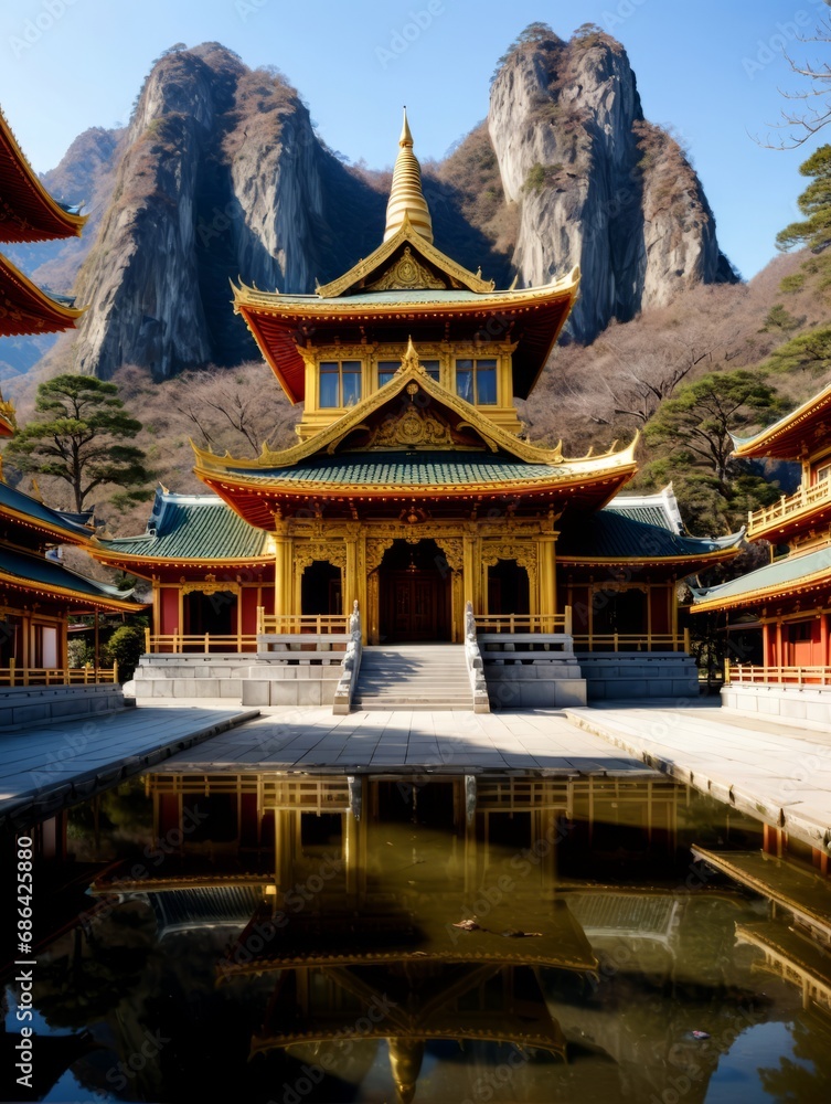 Scenic view of Buddhist temple