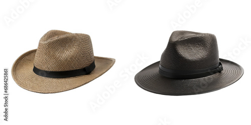 Two Straw Hats, transparent background