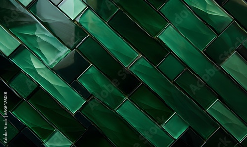 Beautiful dark green glass tile pattern,Generative AI © simba kim