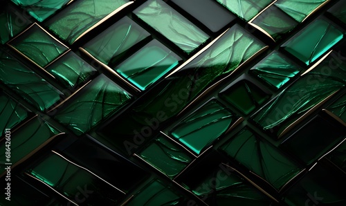 Beautiful dark green glass tile pattern,Generative AI