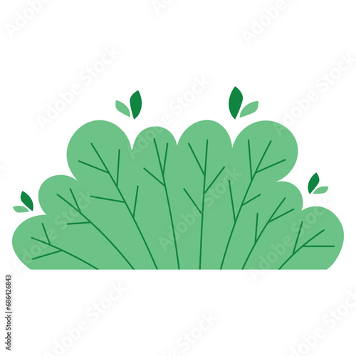 Cute bushes in flat style. Collection green bushes plants, isolated on white background.