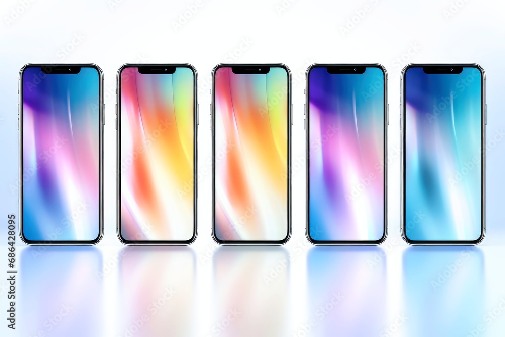 Mockup of beautiful smartphone mobile with multicolor background Mockup of beautiful smartphone mobile with multicolor background