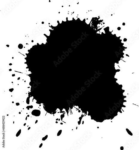 black ink dot painting splash splatter in grunge graphic on white background