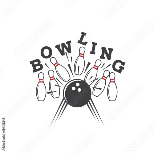 illustration of bowling, indoor sports, vector art.