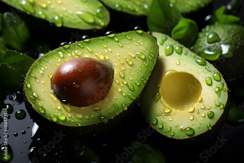 Obraz na płótnie Fresh and delicious avocado with drops of water w salonie