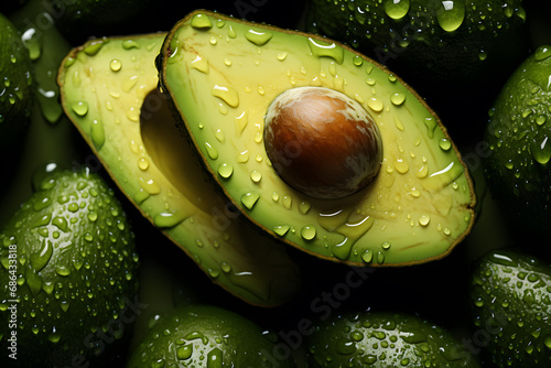 Obraz na płótnie Fresh and delicious avocado with drops of water w salonie
