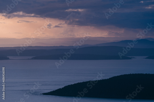 Sunset views from Mt. Erie on Fidalgo Island in Washington