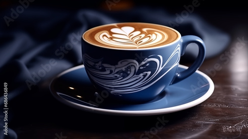 A realistic photograph of macro coffee in a cup from a coffee machine  fresh  aroma and relaxed  minimal concept.