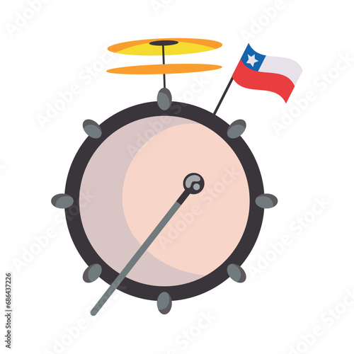 chile chinchinero drum instrument and flag