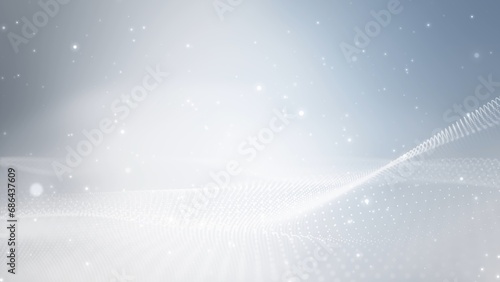 Abstract clean white grey blurred wave for elegant business corporate presentation background. Luxury particle light glitter smooth digital technology.