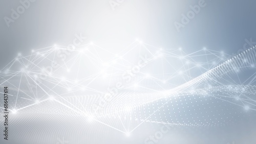 Abstract clean white grey blurred wave for elegant business corporate presentation background. Luxury particle light glitter smooth digital technology.