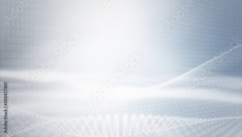 Abstract clean white grey blurred wave for elegant business corporate presentation background. Luxury particle light glitter smooth digital technology.