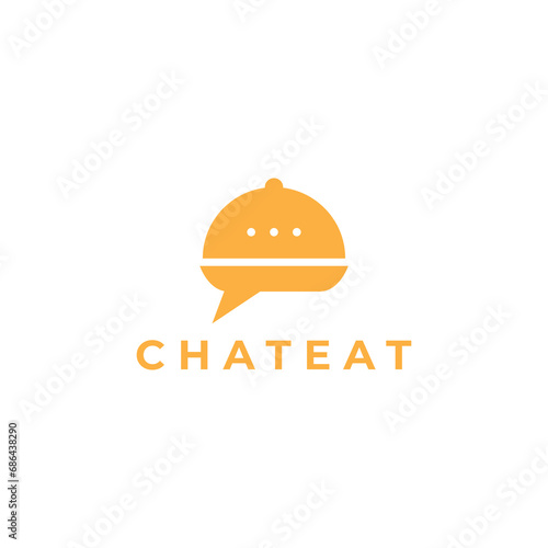 technology logo design  or ordering food or chat bubble restaurant vector