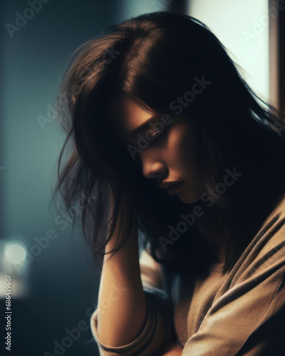 person with mental health problems like depression sits and tries to deal with it alone