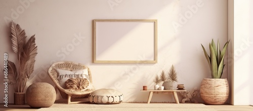 Bohemian interior design Art on walls Display of frames and posters Render of image Render of art © Vusal