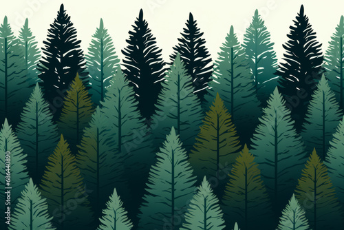 Pine trees forest pattern, illustration © Florian