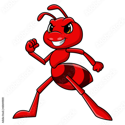Cute ant cartoon on white background