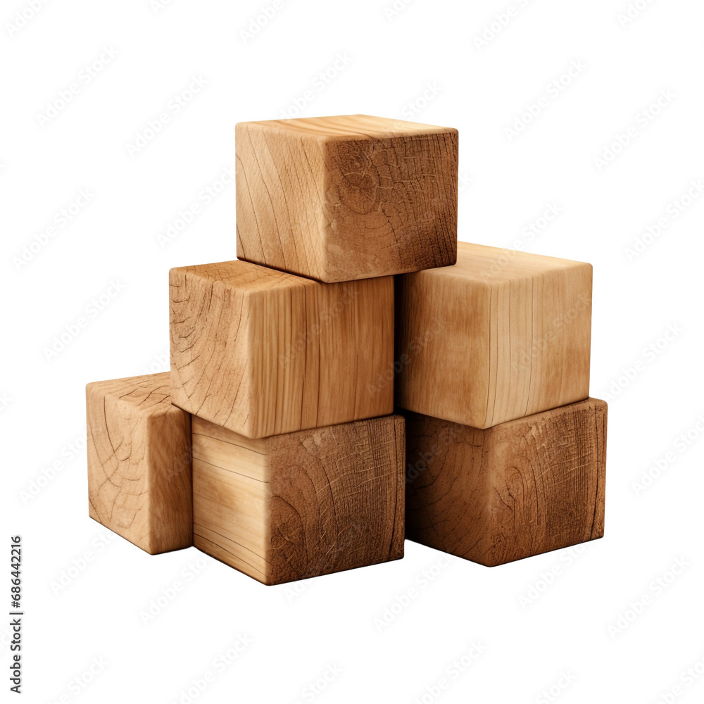 Blocks made of wood isolated on transparent background Blocks made of wood isolated on transparent background