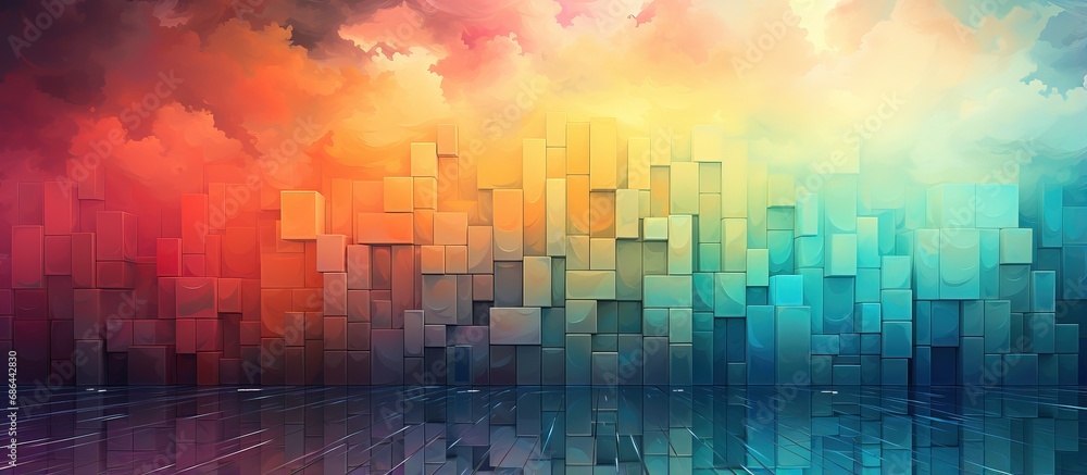 Naklejka premium Pixel aesthetic tiled background with multicolored tiles