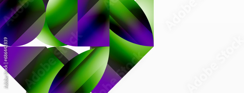 Serene gradient template. Circles and triangles mingle in minimalist perfection. Gentle fusion of forms and hues creates balanced yet captivating backdrop, embodying modern sophistication