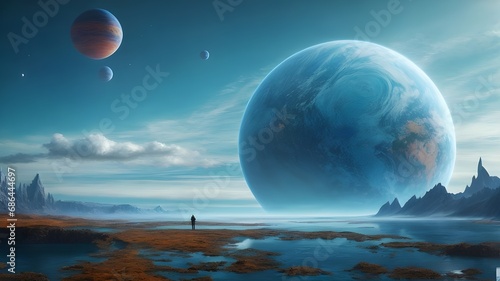 The earth view from another planet. Earth from another planet. Ai ganerated image