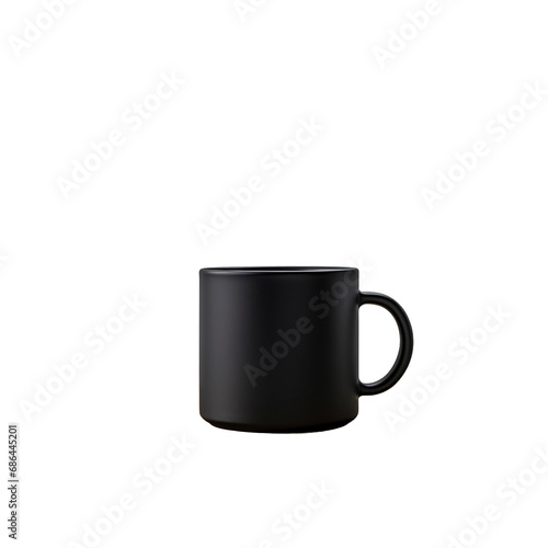 Bright wooden table showcasing a black porcelain cup isolated on transparent background
