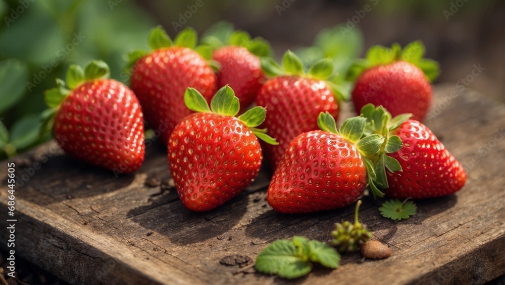 strawberries on a wooden table strawberries on a wooden table