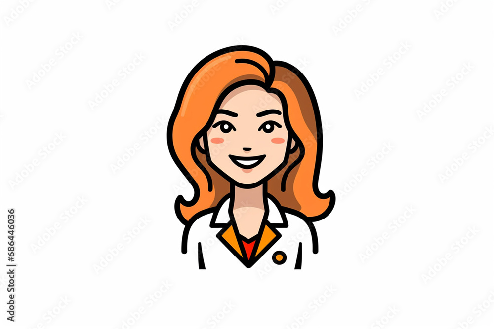 A female secretary cartoon character profile icon in flat and modern line vector illustration art isolated on a white background. Generative AI. A female secretary cartoon character profile icon in flat and modern line vector illustration art isolated on a white background. Generative AI.