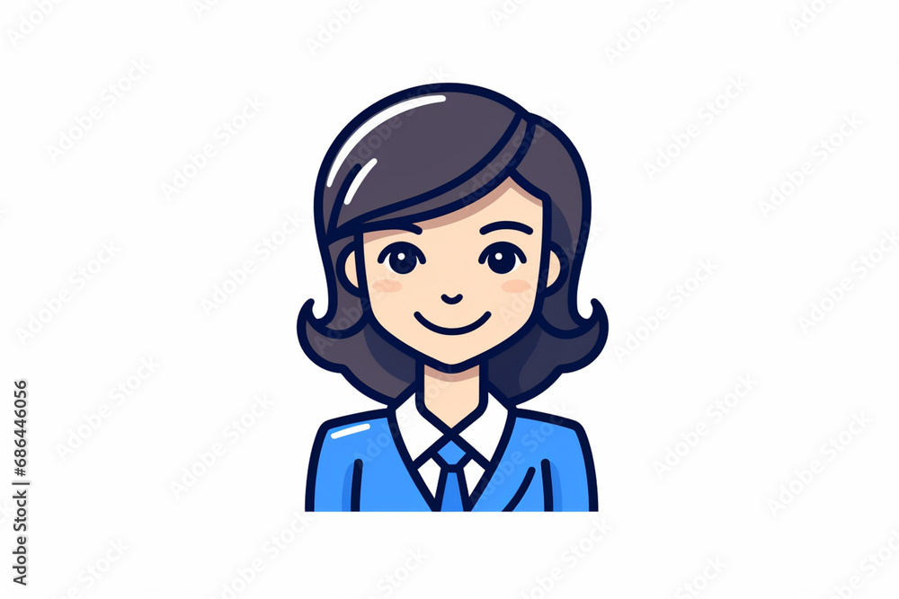 A female secretary cartoon character profile icon in flat and modern line vector illustration art isolated on a white background. Generative AI. A female secretary cartoon character profile icon in flat and modern line vector illustration art isolated on a white background. Generative AI.
