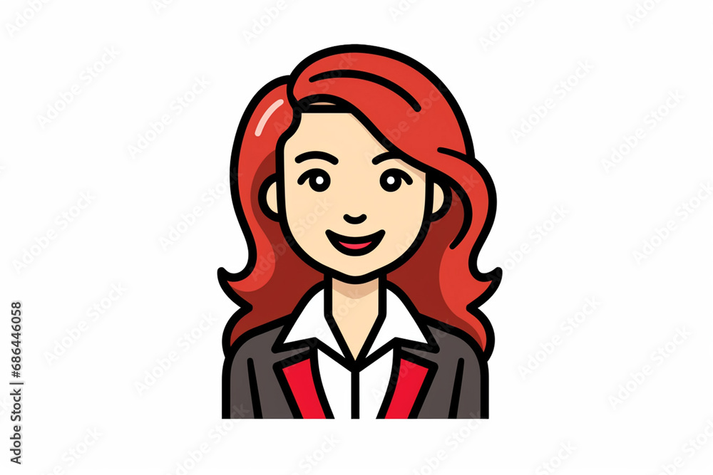 A female secretary cartoon character profile icon in flat and modern line vector illustration art isolated on a white background. Generative AI. A female secretary cartoon character profile icon in flat and modern line vector illustration art isolated on a white background. Generative AI.