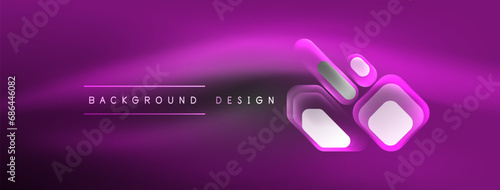 Glowing neon geometric elements abstract background. Neon light or laser show, electric impulse, power lines, techno quantum energy impulse, magic glowing dynamic lines