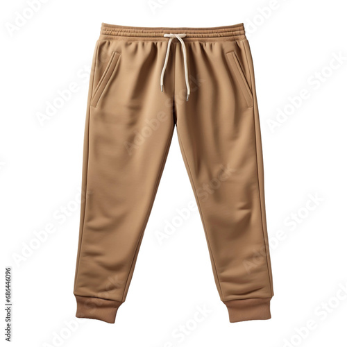 Brown sweatpants for sports isolated on transparent background