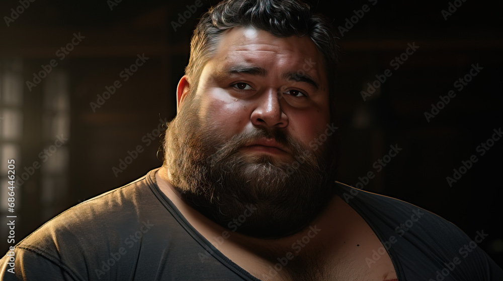 Portrait of a robust man with a beard. Concept of Individuality, Body Positivity, and Embracing Diverse Physical Appearances. Portrait of a robust man with a beard. Concept of Individuality, Body Positivity, and Embracing Diverse Physical Appearances.