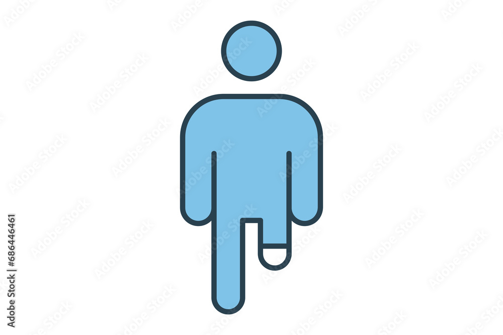 amputee icon. icon related to disability and disability symbol . flat line icon style. Simple vector design editable amputee icon. icon related to disability and disability symbol . flat line icon style. Simple vector design editable