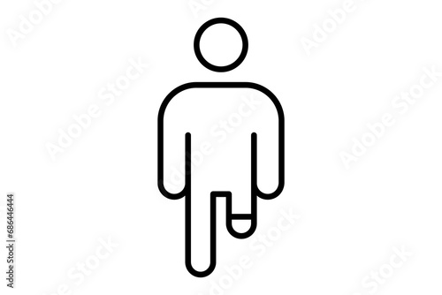 amputee icon. icon related to disability and disability symbol . line icon style. Simple vector design editable