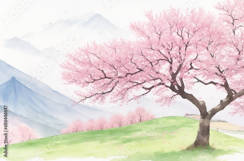 spring landscape with cherry blossom
