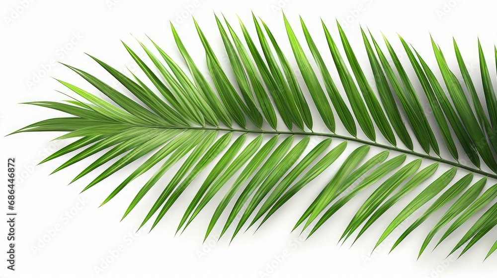 Clear tropics green palm foliage cut out white background 3d rendering, Generative AI  - obrazy, fototapety, plakaty 