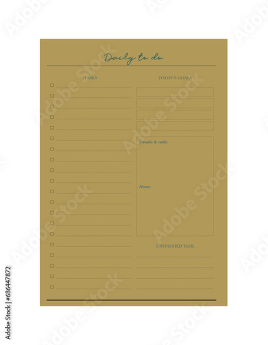 Daily planner. (Yellow) Vector illustration.