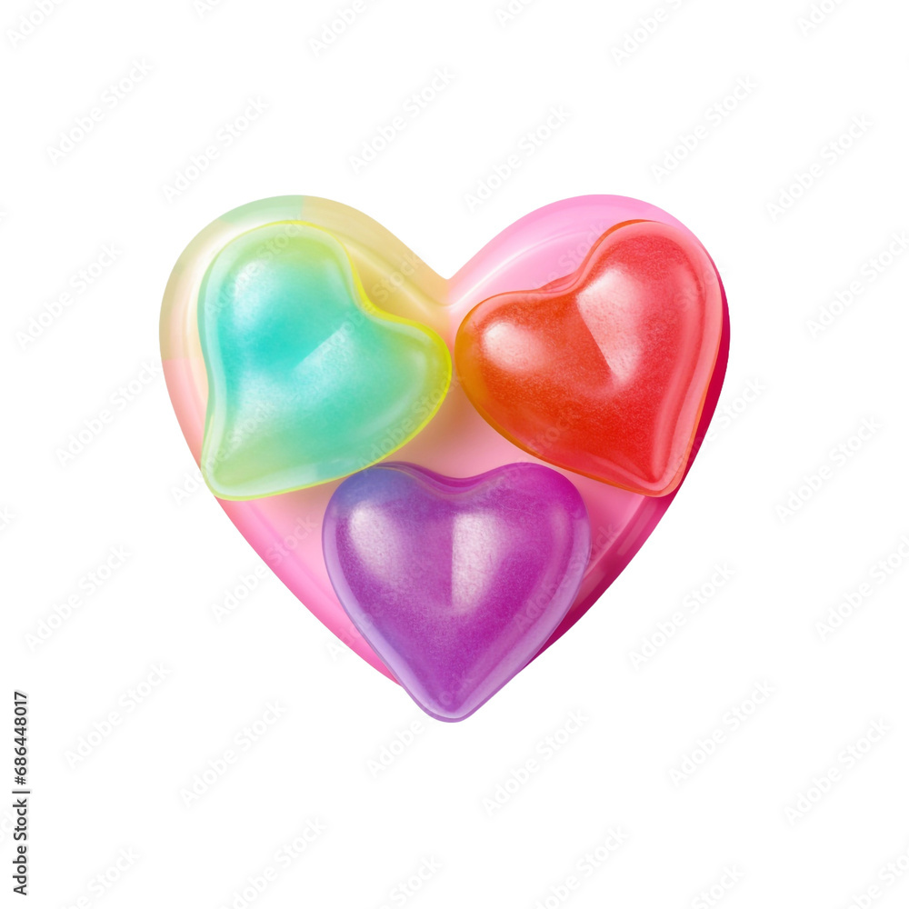 Candy shaped like a heart isolated on transparent background