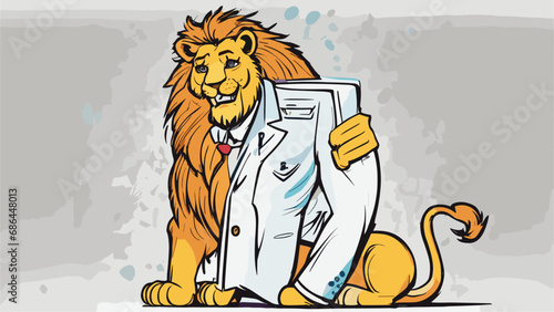 Lion carton character with formal dress vector image. Illustration of cute lion design graphic on the white background