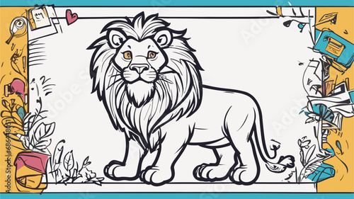 Lion carton character with formal dress vector image. Illustration of cute lion design graphic on the white background