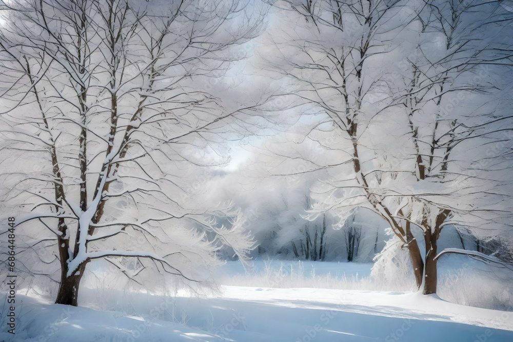 Obraz premium trees in the snow Generated Ai