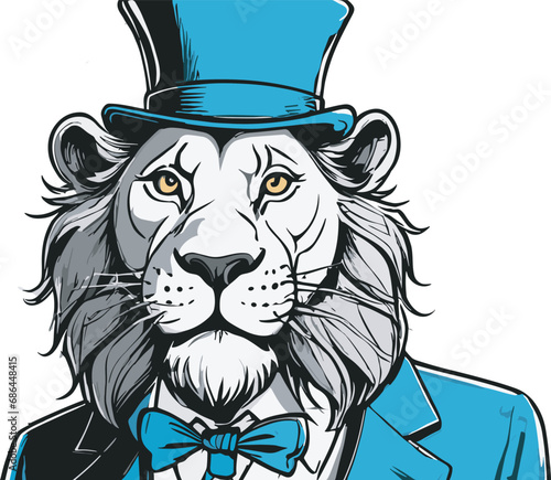 Lion carton character with formal dress vector image. Illustration of cute lion design graphic on the white background