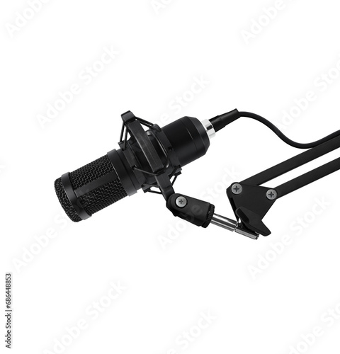 Professional studio podcast microphone on transparent background PNG © Nofi