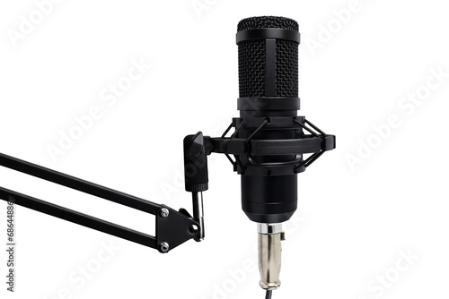 Professional studio podcast microphone on transparent background PNG