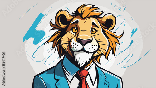 Lion carton character with formal dress vector image. Illustration of cute lion design graphic on the white background